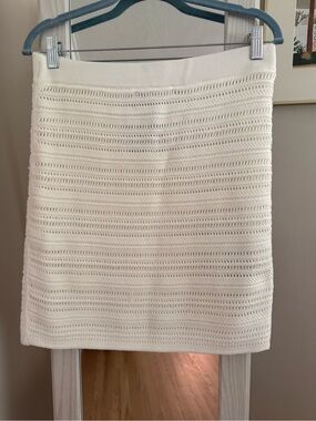 Club Monaco Women's Ivory Crochet Knit Mini Skirt